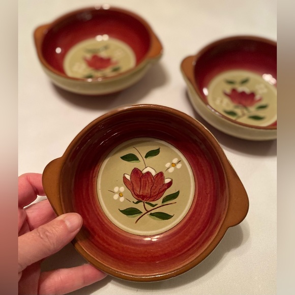 Stangl Pottery 'Magnolia' Lugged Soup Bowls Set 3 Vintage Mid Century Modern - Picture 5 of 7